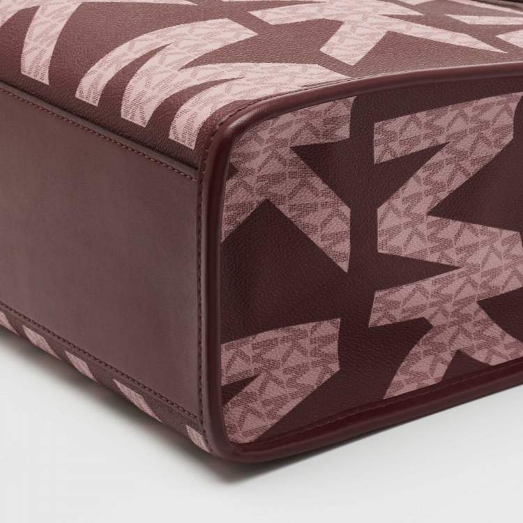 Pre Owned Michael Kors Royal Pink Coated Canvas and Leather Large Maple North South Tote