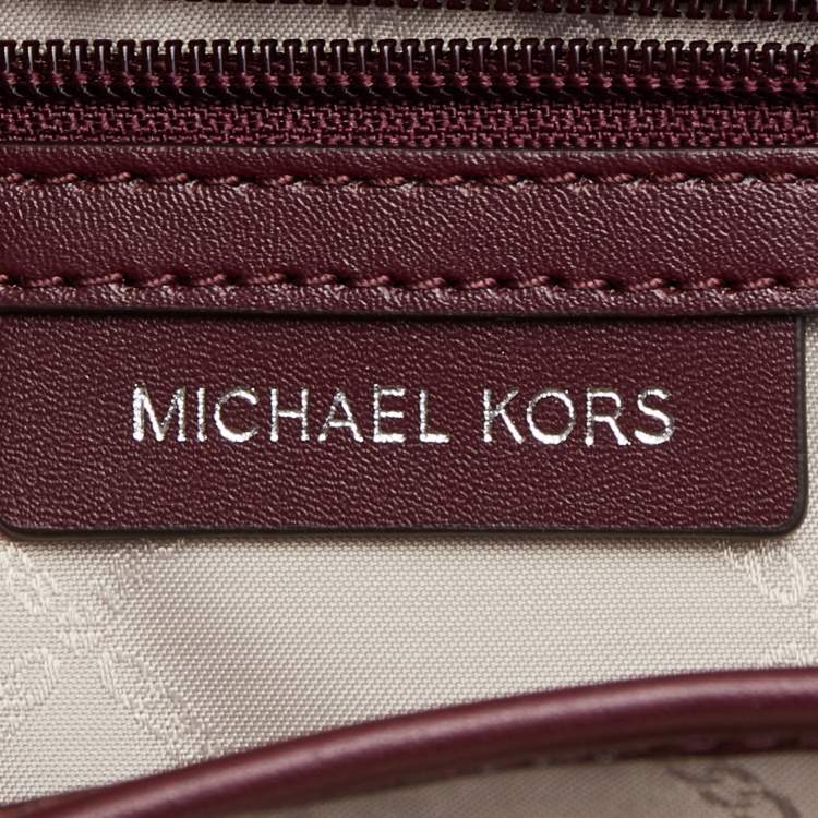 Pre Owned Michael Kors Burgundy Leather Zip Backpack