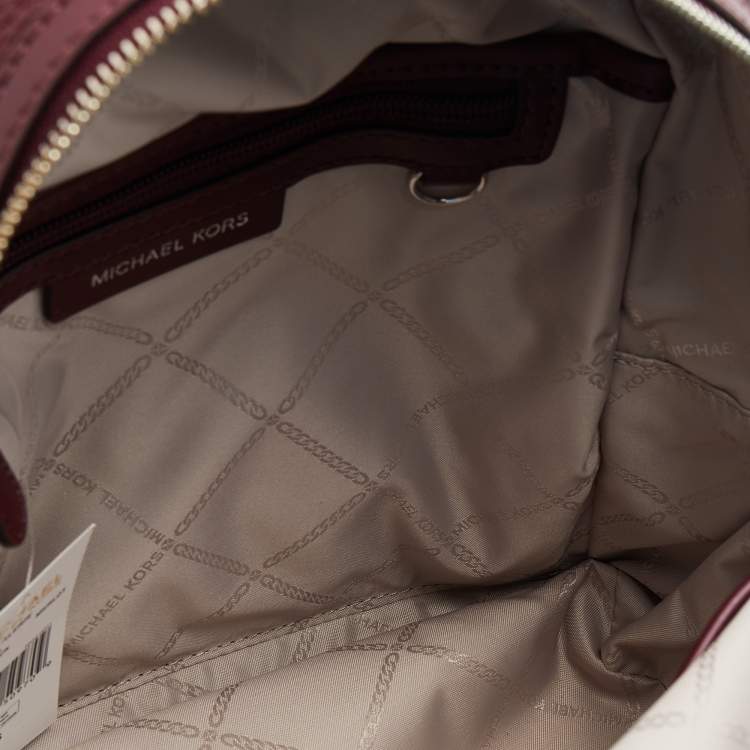 Pre Owned Michael Kors Burgundy Leather Zip Backpack