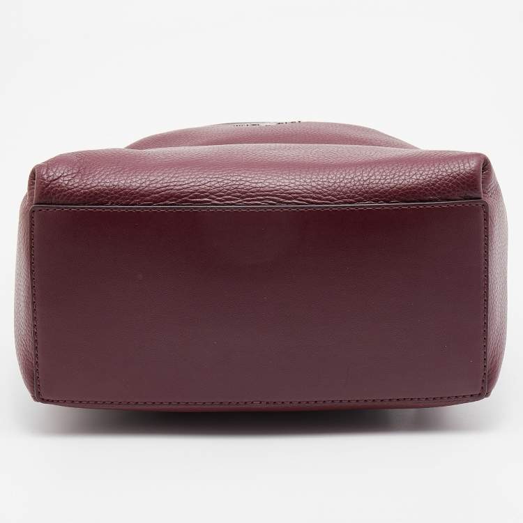 Pre Owned Michael Kors Burgundy Leather Zip Backpack