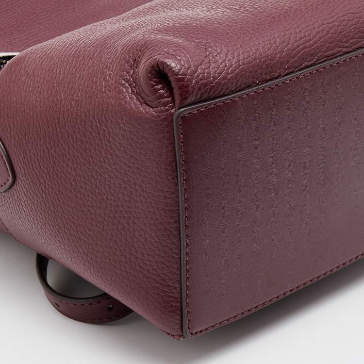 Pre Owned Michael Kors Burgundy Leather Zip Backpack