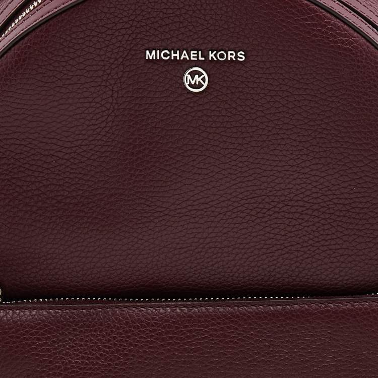 Pre Owned Michael Kors Burgundy Leather Zip Backpack