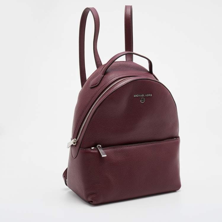 Pre Owned Michael Kors Burgundy Leather Zip Backpack