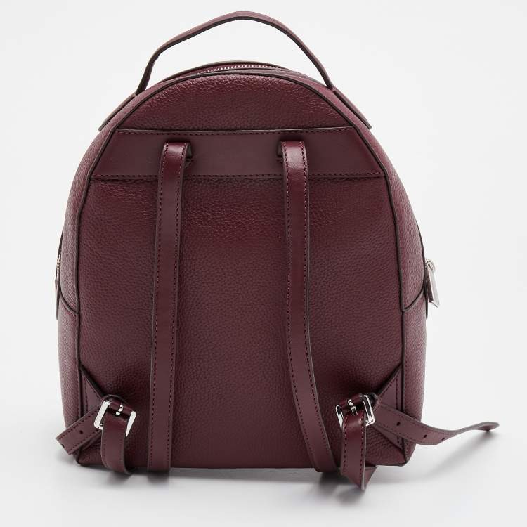 Pre Owned Michael Kors Burgundy Leather Zip Backpack