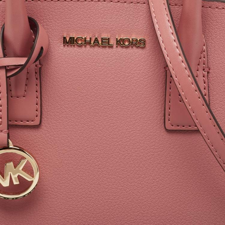 Pre Owned Michael Kors Pink Signature Leather and Suede Small Avril Satchel