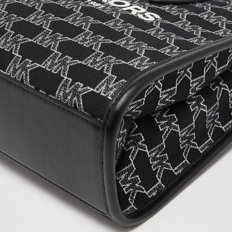 Pre Owned Michael Kors Black/white Signature Canvas and Leather Small Mirella Tote