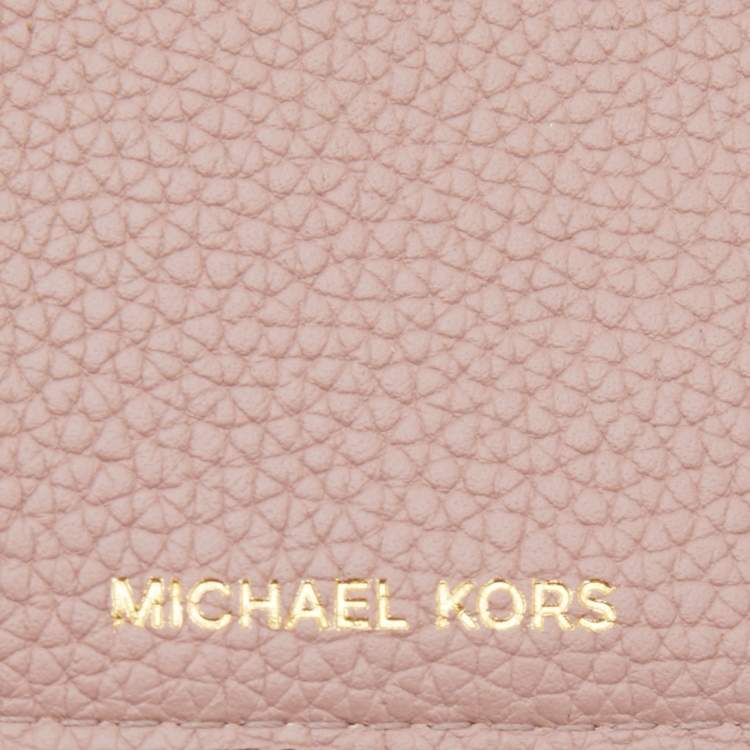 Pre Owned Michael Kors Blush Pink Leather Wallet On Strap