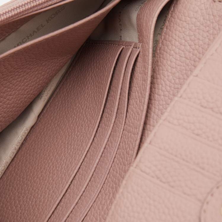 Pre Owned Michael Kors Blush Pink Leather Wallet On Strap
