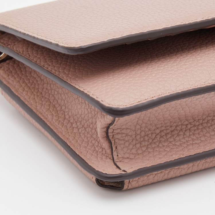 Pre Owned Michael Kors Blush Pink Leather Wallet On Strap