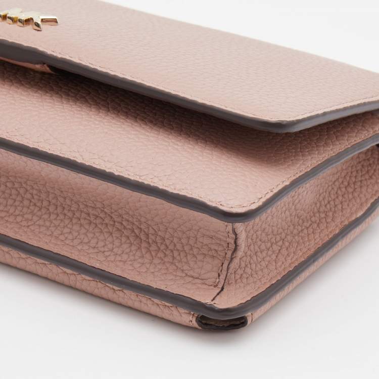 Pre Owned Michael Kors Blush Pink Leather Wallet On Strap