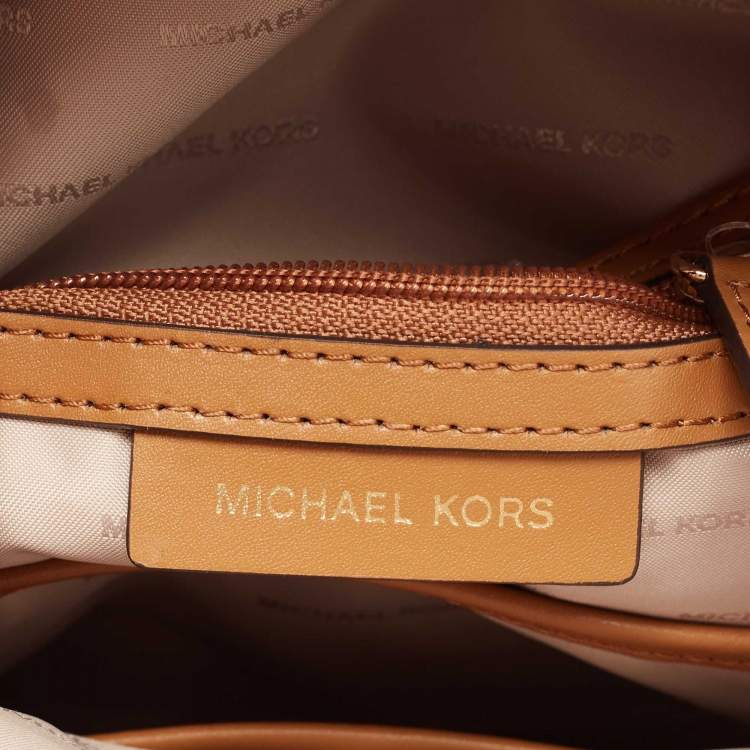 Pre Owned Michael Kors Beige/Brown Signature Coated Canvas and Leather Jessa Backpack