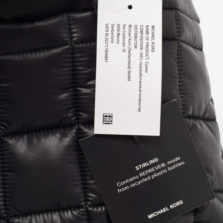 Pre Owned Michael Kors Black Padded Nylon Small Stirling Grab Tote