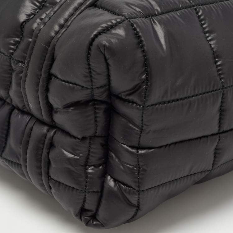 Pre Owned Michael Kors Black Padded Nylon Small Stirling Grab Tote