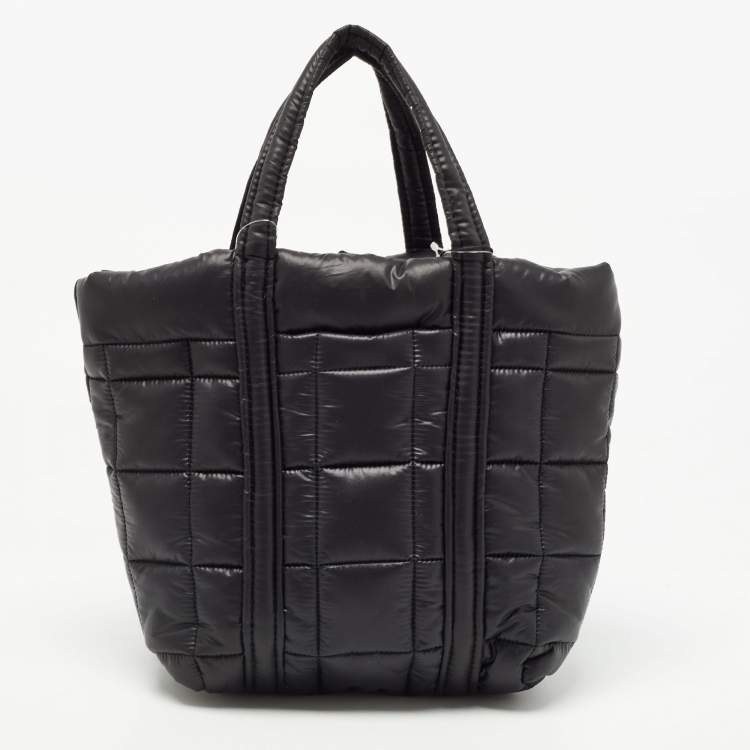 Pre Owned Michael Kors Black Padded Nylon Small Stirling Grab Tote