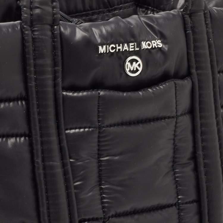 Pre Owned Michael Kors Black Padded Nylon Small Stirling Grab Tote