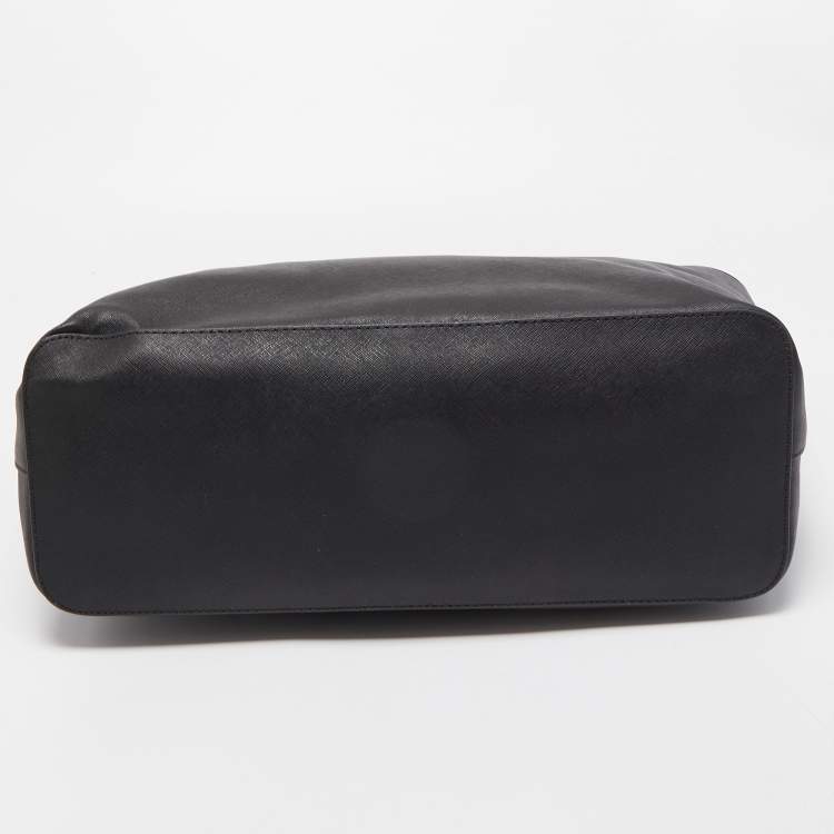 Pre Owned Michael Kors Black Leather Medium Jet Set Travel Chain Tote