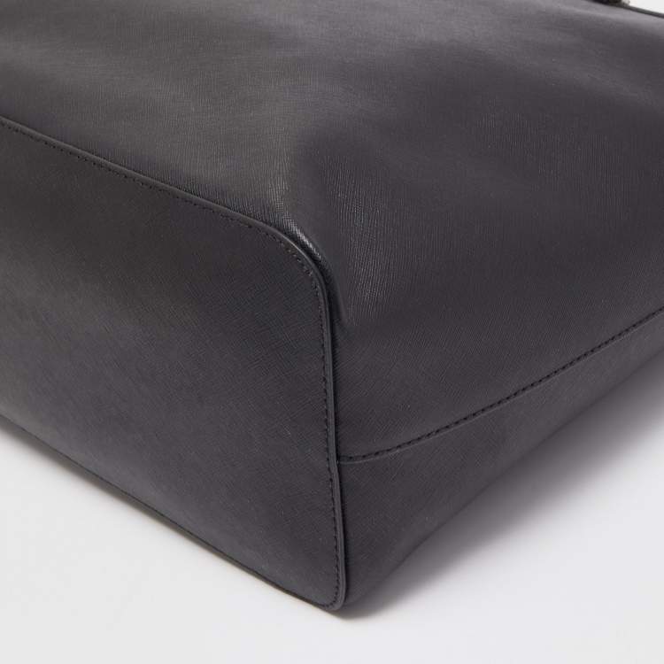 Pre Owned Michael Kors Black Leather Medium Jet Set Travel Chain Tote