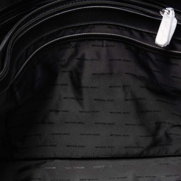 Pre Owned Michael Kors Black Leather Medium Jet Set Travel Chain Tote