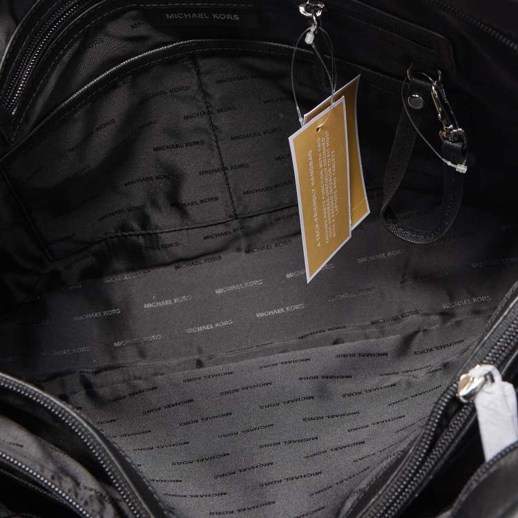 Pre Owned Michael Kors Black Leather Medium Jet Set Travel Chain Tote