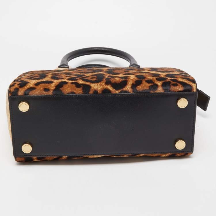 Pre Owned Michael Kors Multicolor Leopard Calf Hair and Python Effect Medium Selma Satchel