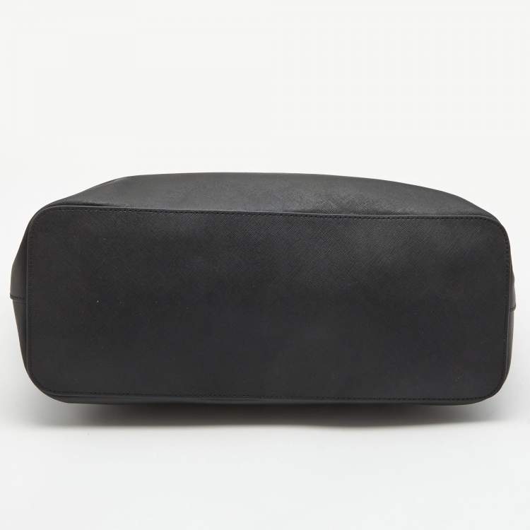 Pre Owned Michael Kors Black Leather Medium Jet Set Travel Chain Tote