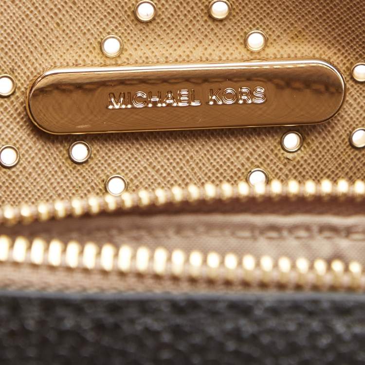 Pre Owned Michael Kors Black Leather Small Stud & Grommet Mercer Convertible Tote