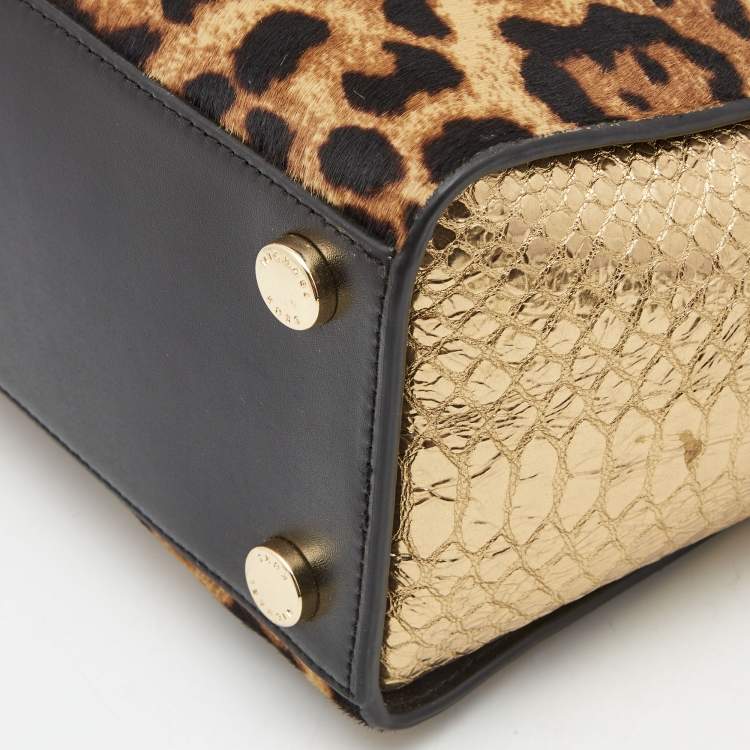 مملوكة مسبقًا Michael Kors Multicolor Leopard Calf Hair and Python Effect Medium Selma Satchel