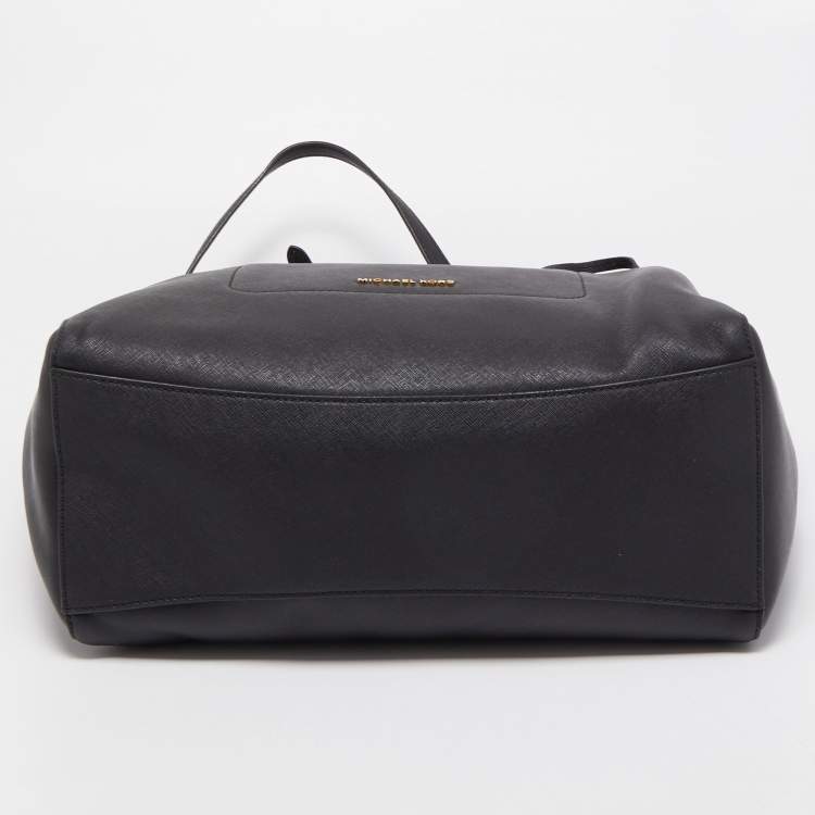 Pre Owned Michael Kors Black Leather Large East West Walsh Shopper Tote