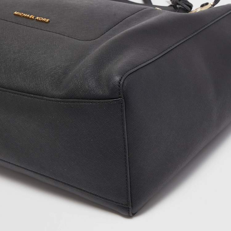 Pre Owned Michael Kors Black Leather Large East West Walsh Shopper Tote