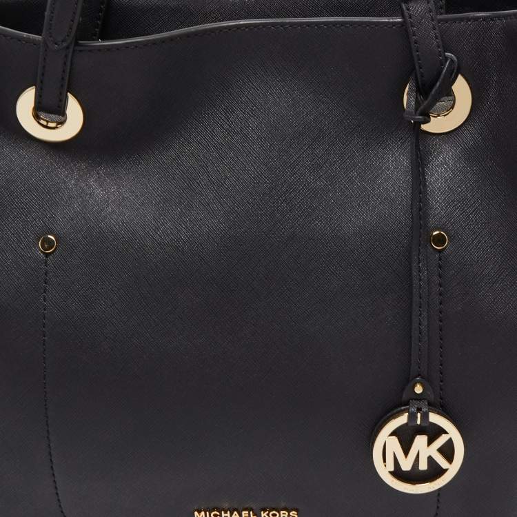 Pre Owned Michael Kors Black Leather Large East West Walsh Shopper Tote