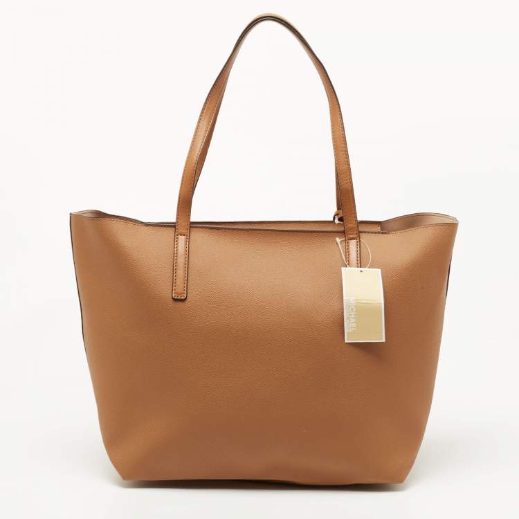 Pre Owned Michael Kors Brown Leather Large East West Hayley Tote