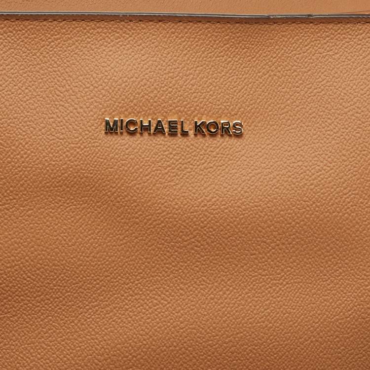 Pre Owned Michael Kors Brown Leather Large East West Hayley Tote