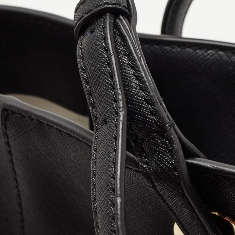 Pre Owned Michael Kors Black Leather Large East West Walsh Shopper Tote