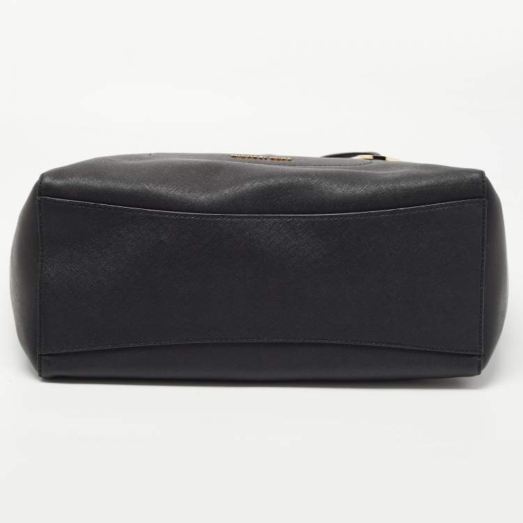 Pre Owned Michael Kors Black Leather Large East West Walsh Shopper Tote