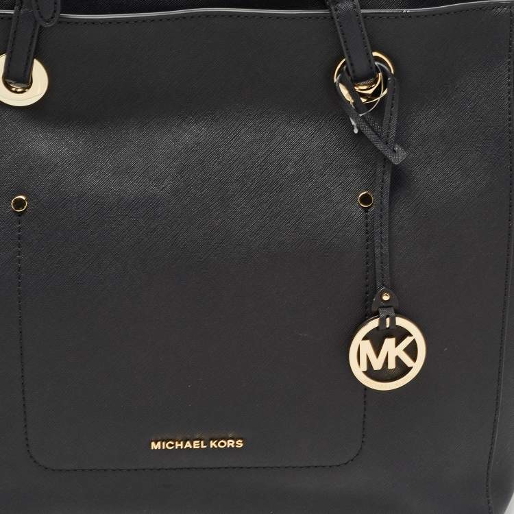 Pre Owned Michael Kors Black Leather Large East West Walsh Shopper Tote
