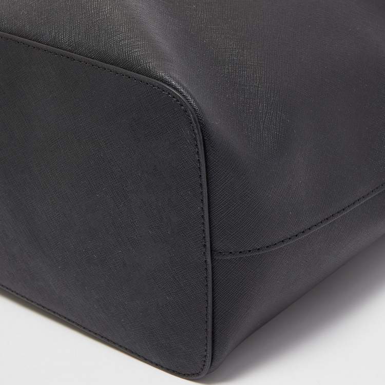 Pre Owned Michael Kors Black Leather Medium Jet Set Travel Chain Tote