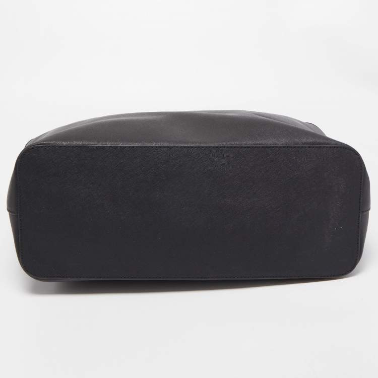 Pre Owned Michael Kors Black Leather Medium Jet Set Travel Chain Tote