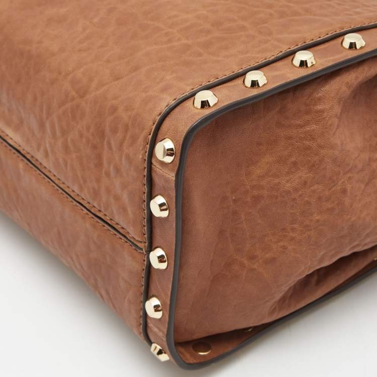 Pre Owned Michael Kors Brown Leather Medium Newbury Tote 