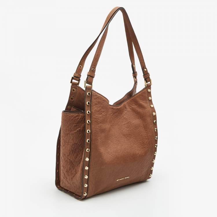 Pre Owned Michael Kors Brown Leather Medium Newbury Tote 