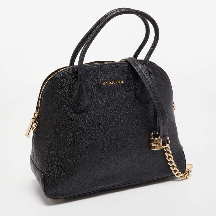 Pre Owned Michael Kors Black Leather Large Mercer Dome Satchel