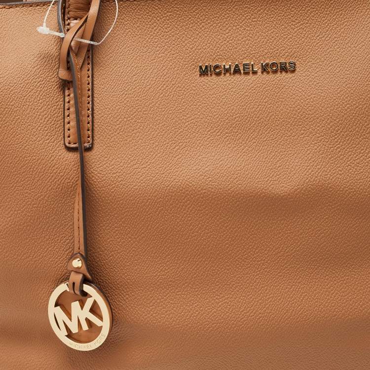 Pre Owned Michael Kors Brown Leather Large East West Hayley Tote