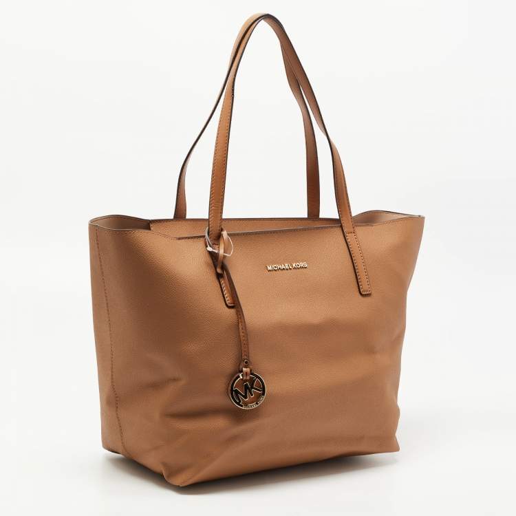 Pre Owned Michael Kors Brown Leather Large East West Hayley Tote