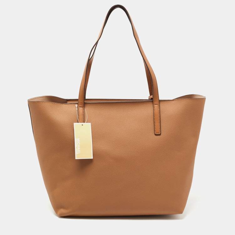 Pre Owned Michael Kors Brown Leather Large East West Hayley Tote