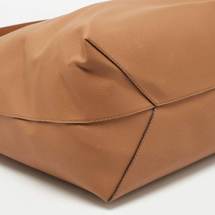 Pre Owned Michael Kors Brown Leather Large East West Hayley Tote