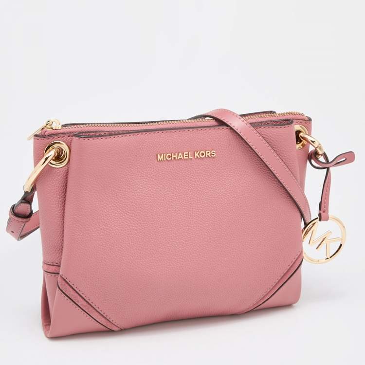 Pre Owned Michael Kors Pink Leather Nicole Crossbody Bag