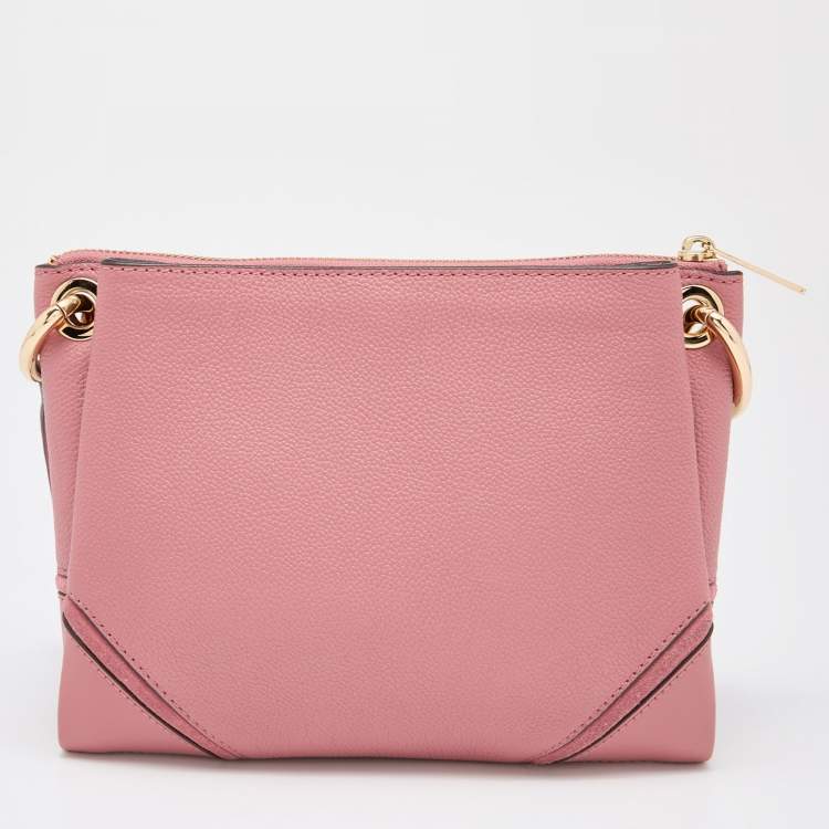 Pre Owned Michael Kors Pink Leather Nicole Crossbody Bag