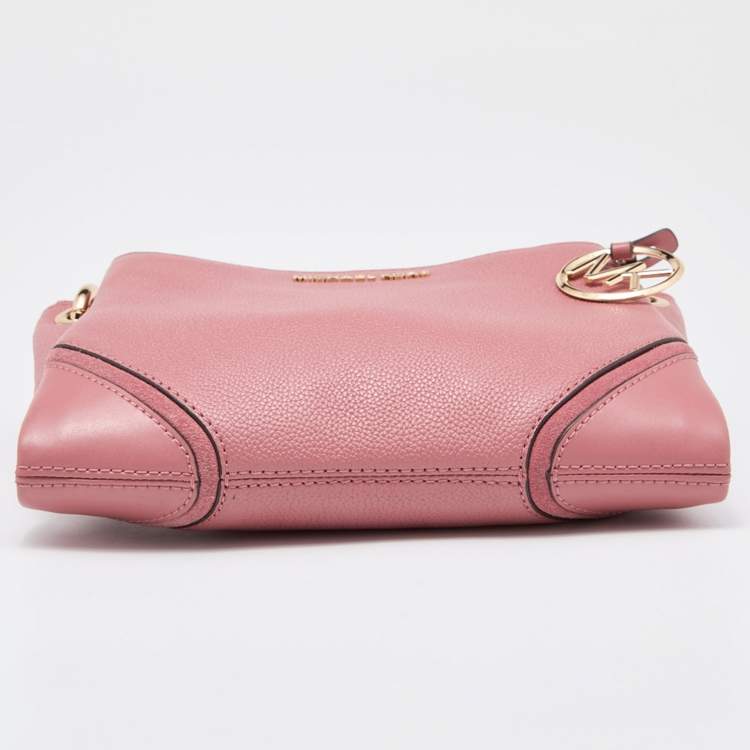 Pre Owned Michael Kors Pink Leather Nicole Crossbody Bag