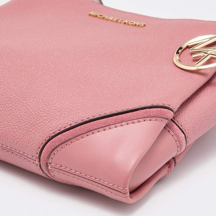 Pre Owned Michael Kors Pink Leather Nicole Crossbody Bag