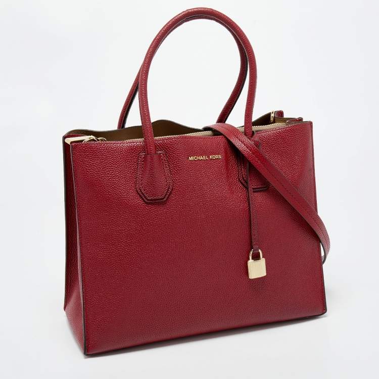 مملوكة مسبقًا Michael Kors Red Grained Leather Large Mercer Tote