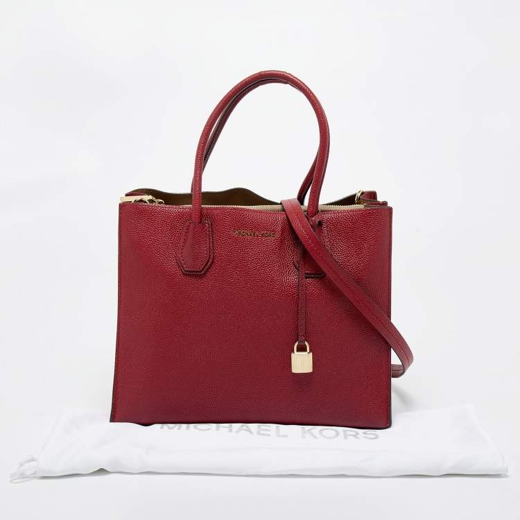 مملوكة مسبقًا Michael Kors Red Grained Leather Large Mercer Tote